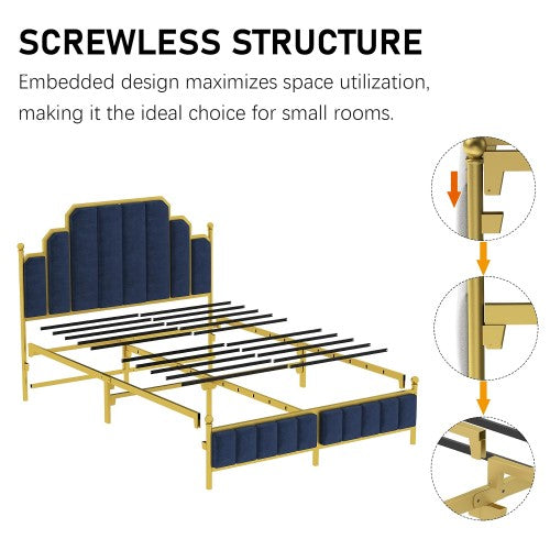 16pcs Queen Size Upholstered Bed Frame, Metal Bed Frame with Linen Fabric Headboard, Under Bed Storage, No Box Spring Required (Pallet) 16pcs Queen Size Upholstered Bed Frame, Metal Bed Frame with Linen Fabric Headboard, Under Bed Storage, No Box Spring Required (Pallet)